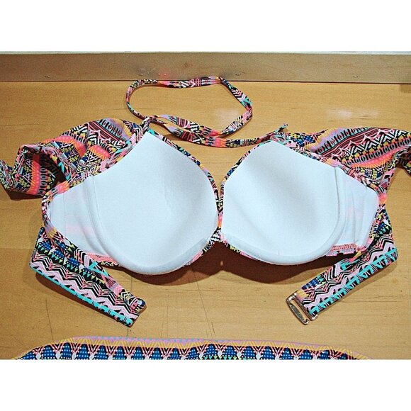 Victoria's Secret The Hottie Cheeky Swim 2 Piece Bikini Set Aztec Neon 32D Small - Picture 6 of 12